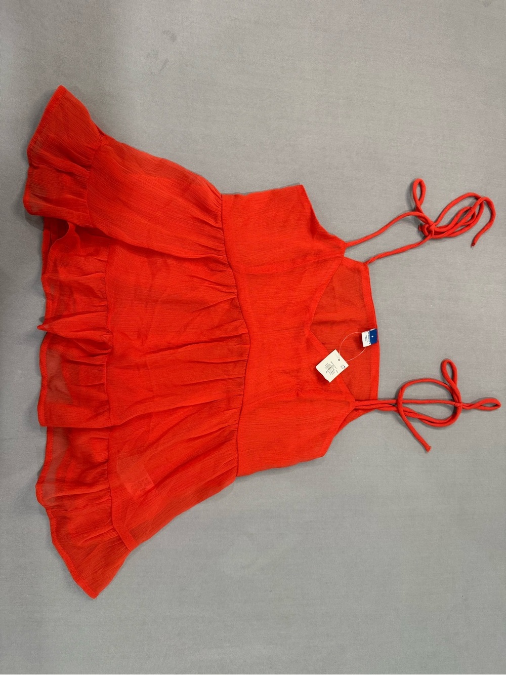 Old Navy Orange Chiffon Dress V-Neck Sleeveless Strappy Fit & Flare Short S